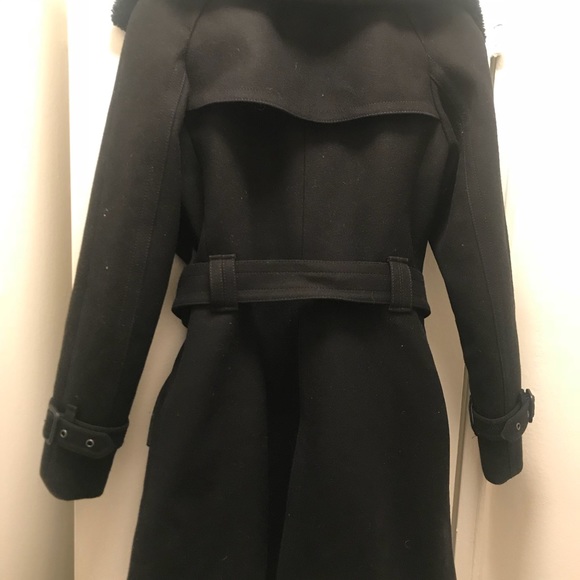 Coach Belted Wool Trench Coat With Shearling Collar - Picture 4 of 4